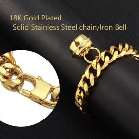 img 1 attached to 🐱 AAAbling Gold Cat Dog Collar 1/2 inch Stainless Steel Kitten Puppy Choker Chain with Bell (12mm Wide, Chew Proof, Cuban Link, Neck Fit 6"-8")