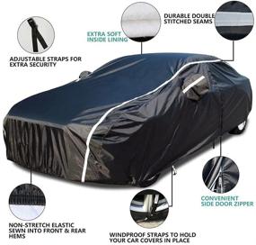 img 1 attached to 🚗 Coverado Waterproof Car Cover: All Weather Protection for Sedans - Cotton Backing, Snowproof & UV Resistant - Universal Fit (191"-200")