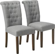 🪑 modern gray tufted dining chairs with solid wood legs - set of 2 for living room logo