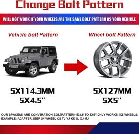 img 3 attached to 🔧 Колесные адаптеры 5x4.5 to 5x5 для колес JK XK WK WJ на TJ YJ KK XJ MJ KJ ZJ от FLYCLE - 1.25 дюйма, 5x114.3мм до 5x127мм с болтами 1/2-20 и отверстием диаметром 71.5 мм.