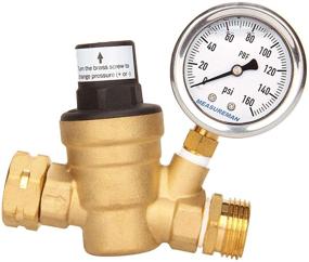 img 1 attached to 🚌 Adjustable Lead-Free RV Pressure Regulator by MEASUREMAN: Pressure Reducer with Liquid-Filled Pressure Gauge (160psi) and Inlet Screened Filter for RV Camper Travel Trailer