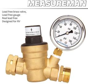 img 2 attached to 🚌 Adjustable Lead-Free RV Pressure Regulator by MEASUREMAN: Pressure Reducer with Liquid-Filled Pressure Gauge (160psi) and Inlet Screened Filter for RV Camper Travel Trailer