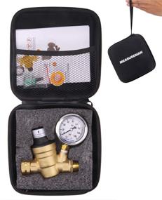 img 3 attached to 🚌 Adjustable Lead-Free RV Pressure Regulator by MEASUREMAN: Pressure Reducer with Liquid-Filled Pressure Gauge (160psi) and Inlet Screened Filter for RV Camper Travel Trailer