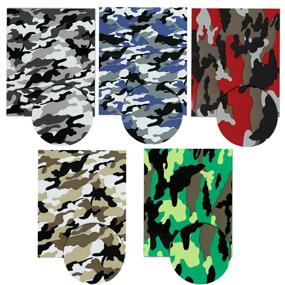 img 3 attached to 🎯 YRYM Camo HTV Heat Transfer Vinyl Bundle: 10 Pack 12" x 10" Sheets Iron on Vinyl, 5 Assorted Colors Heat Transfer Camouflage Pattern Vinyl (Green, Brown, Blue, Red, Black, and White)