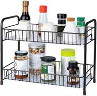 bronze 2 tier spice rack organizer: countertop & cabinet storage shelf for kitchen логотип