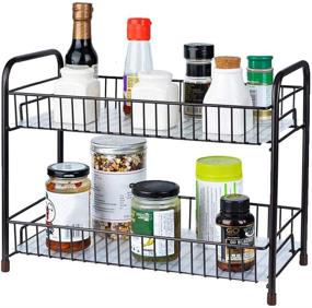 img 4 attached to Bronze 2 Tier Spice Rack Organizer: Countertop & Cabinet Storage Shelf for Kitchen