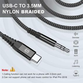 img 2 attached to 🔌 Кабель USB C к разъему 3,5 мм для аудио AUX Jack - 4 фута, HiFi звук с чипом DAC, шнур SWEGUARD Type C к 3,5 мм мужской разъем для наушников автомобильного стерео AUX - совместим с Samsung Galaxy S21/S20 Ultra, Note 20/10 Plus, Pixel 4 3 2XL, iPad Pro - Черный