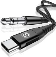 🔌 кабель usb c к разъему 3,5 мм для аудио aux jack - 4 фута, hifi звук с чипом dac, шнур sweguard type c к 3,5 мм мужской разъем для наушников автомобильного стерео aux - совместим с samsung galaxy s21/s20 ultra, note 20/10 plus, pixel 4 3 2xl, ipad pro - черный логотип