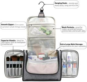 img 3 attached to 🧳 Spacious Hanging Toiletry Bag: Ultimate Storage for Men & Women, Waterproof Shower Bag, Lightweight Dopp Kit, Sturdy Hook Organizer Makeup Bag