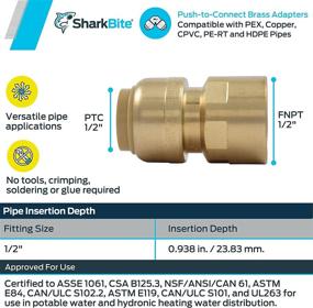 img 2 attached to 🦈 High-Performance SharkBite U072LFA 1/2 Inch x 1/2 Inch FNPT Straight Connector for Plumbing, PEX Fittings, Push-to-Connect, Copper, and CPVC
