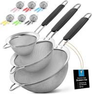 🥘 zulay kitchen stainless steel fine mesh strainer set - kitchen strainers (set of 3) with non-slip handles - includes small, medium & large fine mesh sieve set - long-lasting metal strainer logo