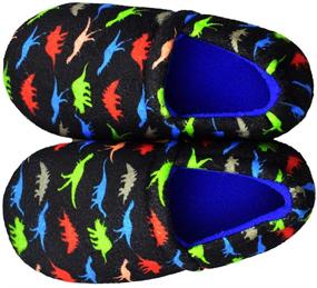 img 2 attached to 🦖 RliliR Ever Kids Boys Dinosaur Slippers - Soft Memory Foam, Non-Slip Rubber Sole House Slippers for Enhanced Comfort