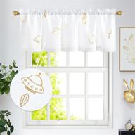 🌌 vangao white valance curtains: space themed window treatment for boys room, kids bedroom, nursery room – light filtering & thermal insulated gold foil window topper – rod pocket, 16 inch (1 panel) logo