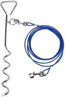 🐶 petphabet 16" dog stake with 20-feet tie-out cable - heavy duty and durable for small to medium dogs to play - blue color (20 feet; suitable for 80lb dogs) logo