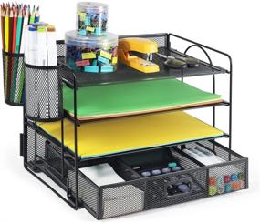 img 4 attached to 📂 DALTACK 4-Trays Desktop File Organizer: Efficient Paper & Pen Holder for Office and Home Use