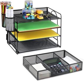 img 3 attached to 📂 DALTACK 4-Trays Desktop File Organizer: Efficient Paper & Pen Holder for Office and Home Use