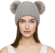 winter beanie knitted double raccoon sports & fitness logo