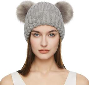 img 4 attached to Winter Beanie Knitted Double Raccoon Sports & Fitness