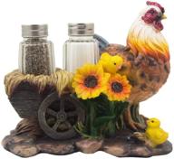 🐔 rustic country kitchen decor glass salt and pepper shaker set - mother hen and chicks with sunflower & hay wagon accents, ideal as farm animal figurines or display stands, perfect gifts for farmers by home-n-gifts логотип