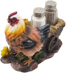 img 1 attached to 🐔 Rustic Country Kitchen Decor Glass Salt and Pepper Shaker Set - Mother Hen and Chicks with Sunflower & Hay Wagon Accents, Ideal as Farm Animal Figurines or Display Stands, Perfect Gifts for Farmers by Home-n-Gifts