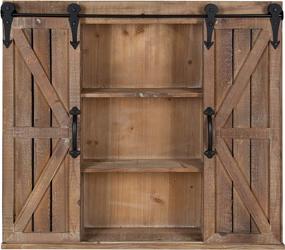 img 4 attached to 🪑 Rustic Brown Wooden Wall Storage Cabinet with Sliding Barn Doors by Kate and Laurel Cates