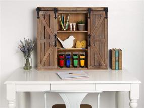 img 2 attached to 🪑 Rustic Brown Wooden Wall Storage Cabinet with Sliding Barn Doors by Kate and Laurel Cates