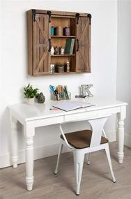 img 3 attached to 🪑 Rustic Brown Wooden Wall Storage Cabinet with Sliding Barn Doors by Kate and Laurel Cates