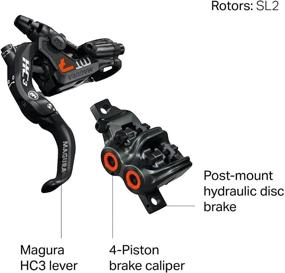 img 1 attached to Magura USA MT7 HC3 Disc Brake: Black/Orange, Left or Right - Top-Performance Braking Solution!