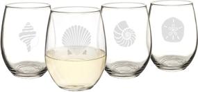 img 3 attached to 🍷 Cathy's Concepts SEA-1110 Seashell Stemless Wine Glasses – 4 Unique Ocean-Inspired Designs, Holds Up to 21 oz., 4-Glass Set: Enjoy Coastal Charm with these Exquisite Stemless Wine Glasses!