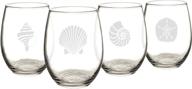 🍷 cathy's concepts sea-1110 seashell stemless wine glasses – 4 unique ocean-inspired designs, holds up to 21 oz., 4-glass set: enjoy coastal charm with these exquisite stemless wine glasses! логотип