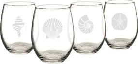 img 4 attached to 🍷 Cathy's Concepts SEA-1110 Seashell Stemless Wine Glasses – 4 Unique Ocean-Inspired Designs, Holds Up to 21 oz., 4-Glass Set: Enjoy Coastal Charm with these Exquisite Stemless Wine Glasses!