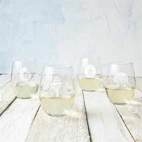 img 1 attached to 🍷 Cathy's Concepts SEA-1110 Seashell Stemless Wine Glasses – 4 Unique Ocean-Inspired Designs, Holds Up to 21 oz., 4-Glass Set: Enjoy Coastal Charm with these Exquisite Stemless Wine Glasses!