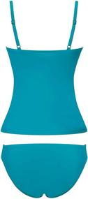 img 3 attached to 👙 Womens Ruched Tankini Swimsuit: Tummy Control, Twist Front Top & Hipster Bottom – Flattering Bathing Suit for Women