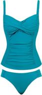 👙 womens ruched tankini swimsuit: tummy control, twist front top & hipster bottom – flattering bathing suit for women logo