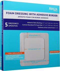 img 4 attached to 🩹 Foam Wound Dressing with Adhesive Border 6.5" x 6.5" | Central Foam: 4.1" x 4.1" | Thickness 5mm | 5 per Box by Areza Medical - High-quality wound care for optimal healing