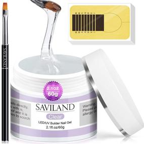 img 4 attached to 💅 Saviland Builder Nail Gel Kit - Complete Set for Nail Extension: 60g Clear Gel, Strengthening Nail Art Manicures, 100PCS Nail Forms, and Acrylic Brush - Ideal for Beginners