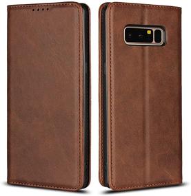 img 4 attached to Brown PU Leather Magnetic Stand Wallet Case for Galaxy Note 8 - Premium Flip Cover Compatible with Samsung Galaxy Note 8