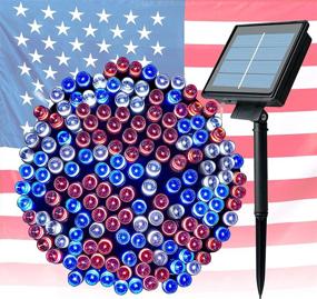 img 4 attached to 🔆 Outdoor Solar String Lights 72FT 200 LED for 4th of July Decorations - Independence Day Fairy Lights with 8 Modes, Solar Powered Waterproof Red White Blue Lights for Holiday Patriotic Christmas Decor