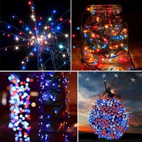 img 2 attached to 🔆 Outdoor Solar String Lights 72FT 200 LED for 4th of July Decorations - Independence Day Fairy Lights with 8 Modes, Solar Powered Waterproof Red White Blue Lights for Holiday Patriotic Christmas Decor