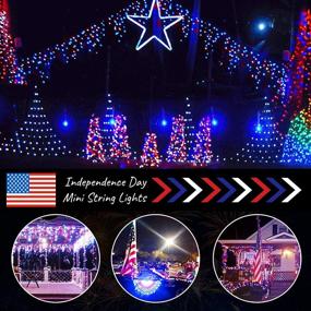 img 3 attached to 🔆 Outdoor Solar String Lights 72FT 200 LED for 4th of July Decorations - Independence Day Fairy Lights with 8 Modes, Solar Powered Waterproof Red White Blue Lights for Holiday Patriotic Christmas Decor