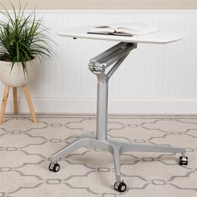 img 4 attached to 🖥️ Flash Furniture Mobile Sit-Stand Computer Ergonomic Desk in White with 28.25"W Top (Adjustable Range 29" - 41")