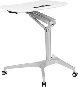 img 3 attached to 🖥️ Flash Furniture Mobile Sit-Stand Computer Ergonomic Desk in White with 28.25"W Top (Adjustable Range 29" - 41")