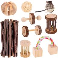 keadic hamster chew toys for active pets: dumbbells, exercise bell roller, fun pet balls, wooden swing, sisal woven carrot toy for chinchilla, hamster, guinea pig, birds, bunny, rabbits, and gerbils logo