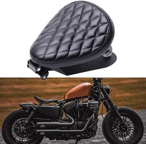 img 4 attached to Black Motorcycle Solo Seat Spring With Base For Compatible With Harley Yamaha Kawasaki Suzuki Sportster Bobber Chopper (Black-Diamond)