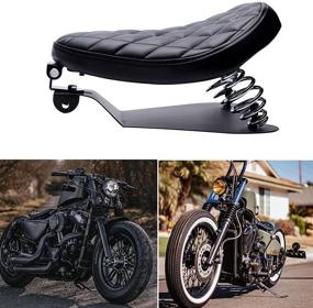 img 1 attached to Black Motorcycle Solo Seat Spring With Base For Compatible With Harley Yamaha Kawasaki Suzuki Sportster Bobber Chopper (Black-Diamond)