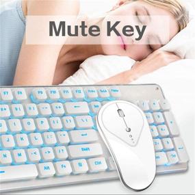 img 2 attached to Ultimate Gaming Experience: Wireless Rechargeable Backlit Keyboard and Soundless Mouse Combo for PC/Mac-Gaming, Home Office - Silver