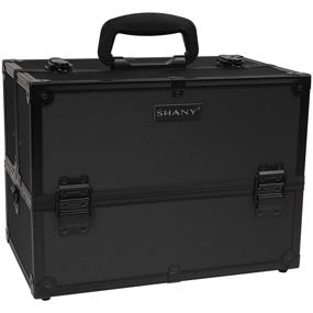 img 4 attached to Black On Black SHANY Essential Pro Makeup 🖤 Train Case with Shoulder Strap, Locks, and Enhanced SEO