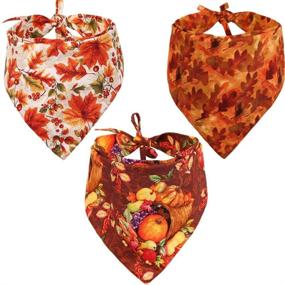 img 4 attached to 🦃 Reversible Thanksgiving Dog Bandana Scarf Set - 3 PCS/Pack - Perfect Accessories for Large Dogs, Cats, and Pets