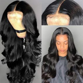 img 3 attached to 👩 20-inch Brazilian Virgin Human Hair Lace Front Wigs for Black Women, Body Wave Lace Closure Wigs, Pre-Plucked with Baby Hair, Natural Color