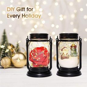 img 3 attached to 🌞 Solar Lights Outdoor Garden Decorative: E-Kong Christmas Hanging Solar Lantern Mason Jar Lights with 30 Led String Lights - 2 Pack for Patio, Yard, Balcony, Thanksgiving - Perfect Gift